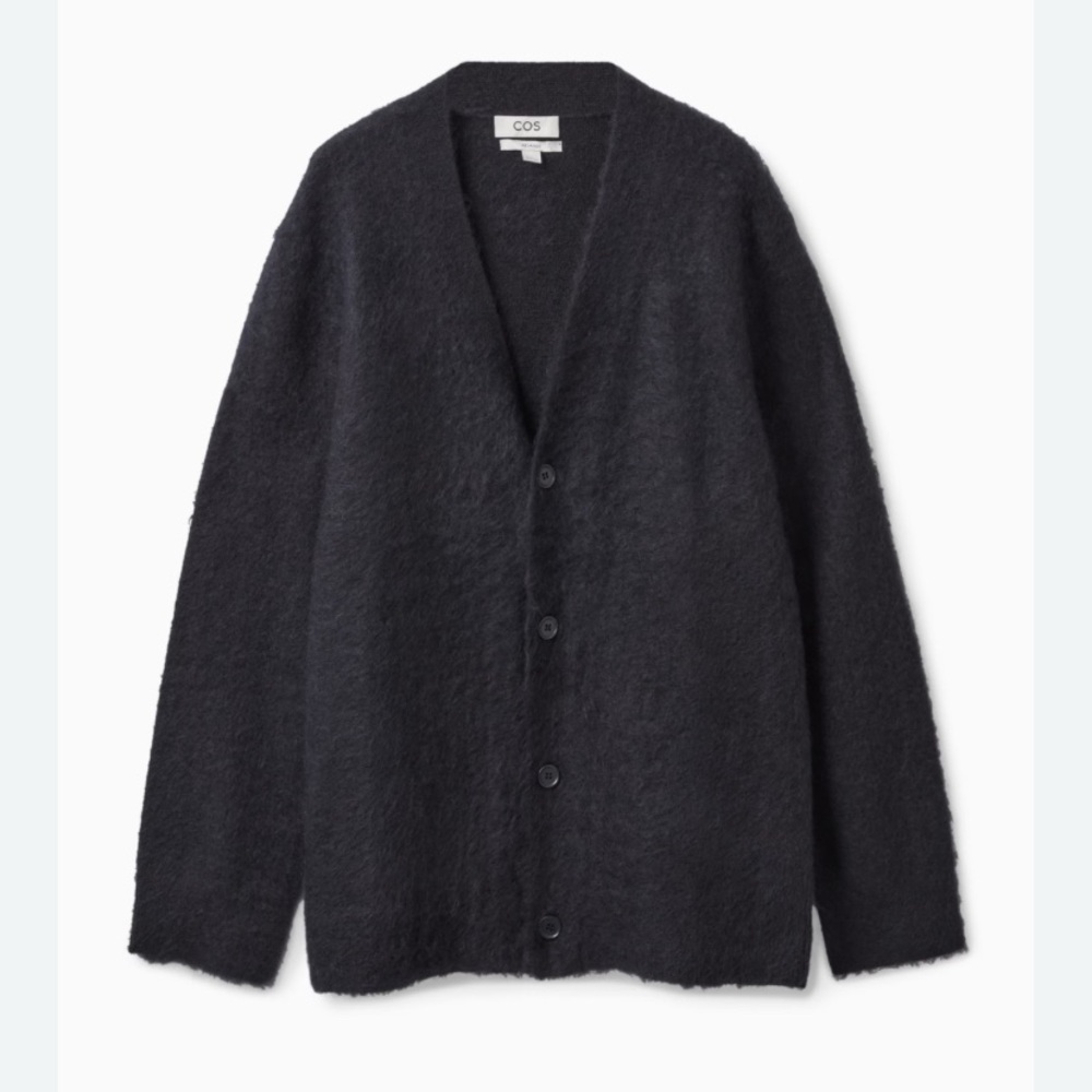 Relaxed Fit Mohair Cardigan - Navy Blue